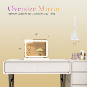 Vanity Mirror With Lights, LED Makeup Mirror With Dimmable 3 Color Modes, Touch Screen Control Vanity Based Mirror Desk Mirror Square White (Option: 13x17)