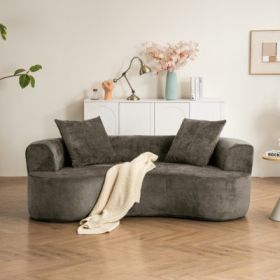 Moon Shaped Sofa, Modern Sleeper Sofa With Deep Seat, Non Assembly Sponge Compression Sofa (Option: Gray)