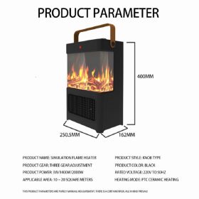 1500W Electric Fireplace Heater With Realistic 3D LED Flame, Overheat & Tip-Over Protection, Portable Indoor Heater For Home Office, Christmas De (Option: Default)