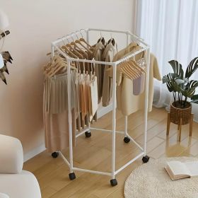 Space-saving Hexagonal Metal Clothes Hanger. Sturdy And Freestanding. Multi-arm Design. Suitable For Bedrooms, Dormitories, And Balconies. Holds (Color: White)