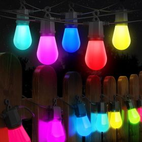 48FT Color Changing Outdoor String Lights , Dimmable String Lights For Outside Waterproof With 16 Shatterproof LED Bulbs, Remote Control Patio Li (Option: MultiColor)