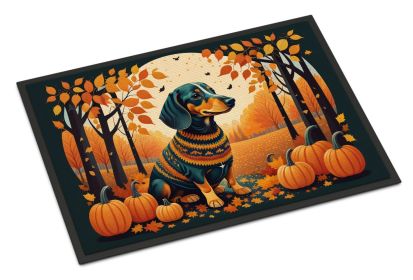 NEW Dachshund Fall Doormat Front Door Mat Indoor Outdoor Rugs for Entryway, Non Slip Washable Low Pile, 18H X 27W (Default: Default)