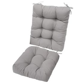 Multiple Color Options - Rocking Chair Cushion Set Upper And Lower Back And Seat Sets With Non-Slip Ties Polyester Fiber Filling (Color: Grey)